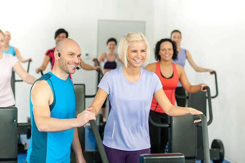People at Gym Class with instructor