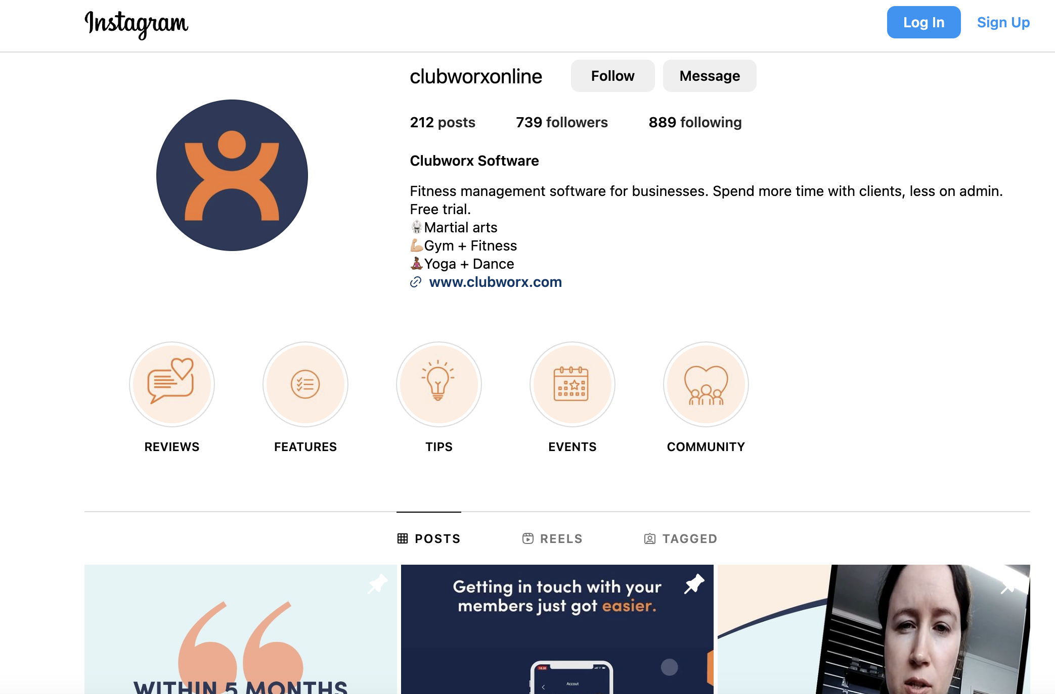 Clubworx Instagram page